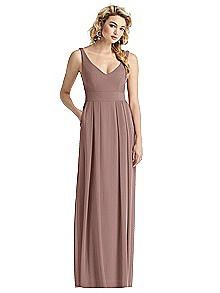 Pleated Skirt Full-Length Dress with Pockets