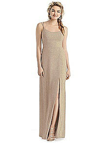 Shimmer Side Slit Cowl-Back Gown