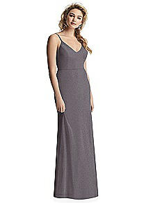 V-Neck Cowl-Back Shimmer Trumpet Gown