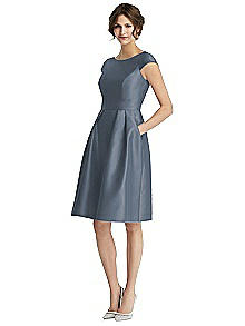 Cap Sleeve Pleated Cocktail Dress with Pockets