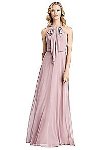 Long Ruffle Halter Chiffon Dress