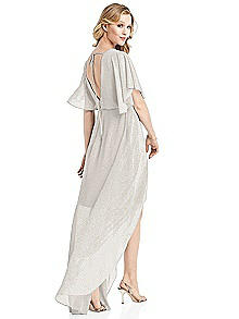 Flutter Sleeve High-Low Shimmer Cocktail Dress