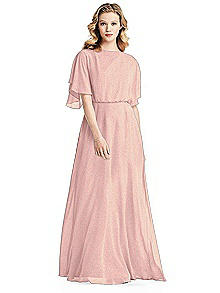 Flutter Sleeve Shimmer Open-Back Gown